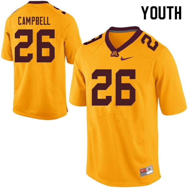 Youth #26 De'Vondre Campbell Minnesota Golden Gophers College Football Jerseys Sale-Gold